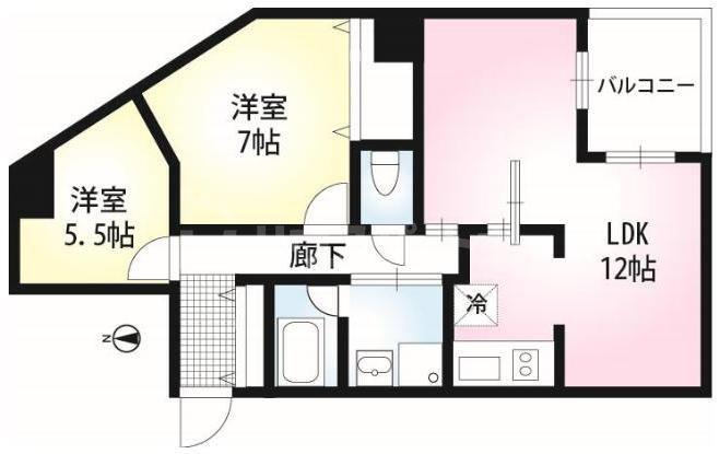 PRISM COURT 平井(2LDK/3階)の間取り写真