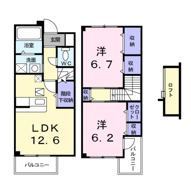 カメーリア1番館(2LDK/1階)の間取り写真