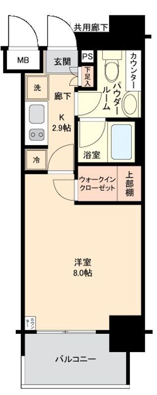 パークリュクス日本橋小網町MONO(1K/2階)の間取り写真