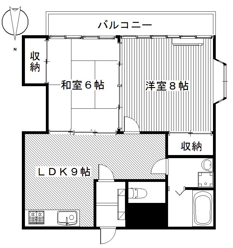 シャンポールF角(2LDK/4階)の間取り写真