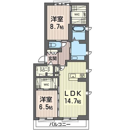 SHAMAISON凪201(2LDK/2階)の間取り写真