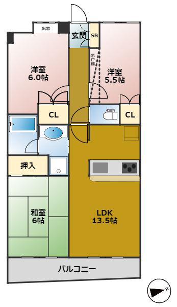 藤和シティホームズ阿佐ヶ谷(3LDK/5階)の間取り写真