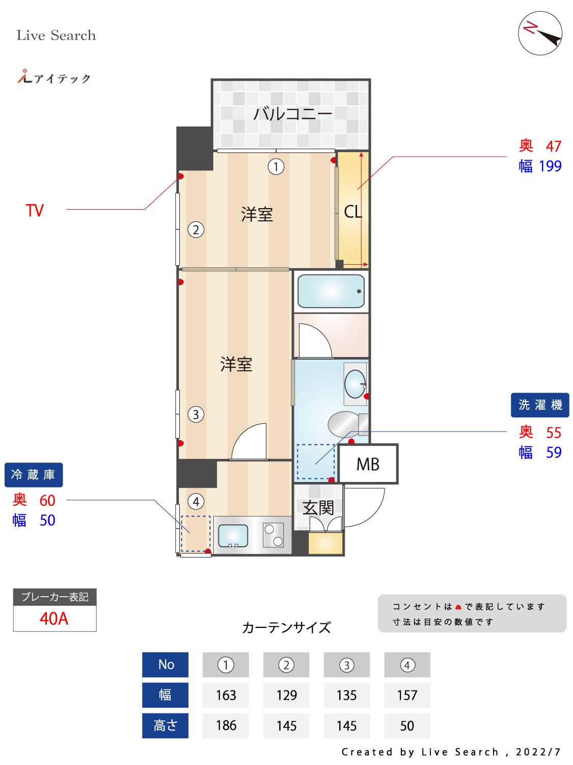 ルネッサンス21薬院サウス(2K/5階)の間取り写真