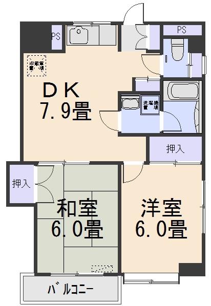 アーバンフラッツ(2DK/5階)の間取り写真