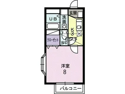 ストーンヒルズD(1K/1階)の間取り写真
