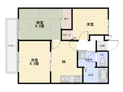 アーバンハイツ A棟(3DK/2階)の間取り写真