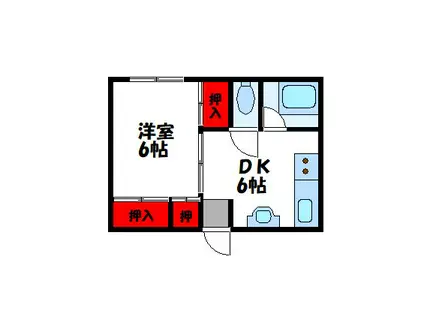 泰平ビル(1DK/3階)の間取り写真