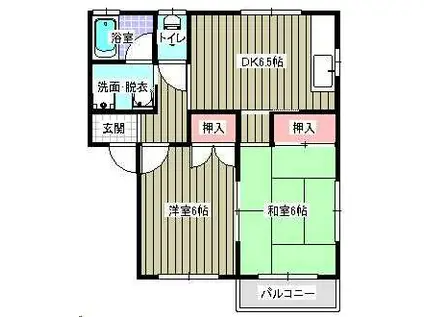 クィーンズヴィラ(2DK/2階)の間取り写真