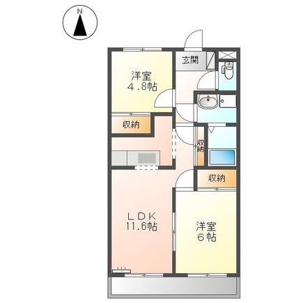 ハイツスイートドリームA(2LDK/2階)の間取り写真