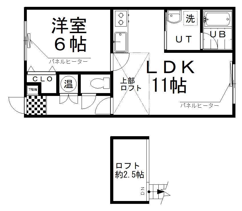 ソフィア鳥取(1LDK/2階)の間取り写真