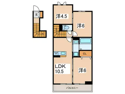 D-ROOM亀井野(3LDK/2階)の間取り写真