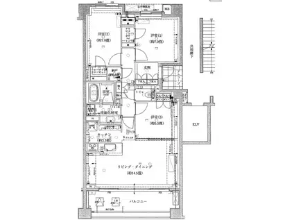 パークハウス砧レジデンス(3LDK/2階)の間取り写真