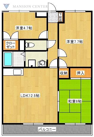 メゾンはなみずきA棟(3LDK/3階)の間取り写真