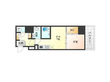 エスリードレジデンス大阪福島サウスフラッツ(1DK/6階)の間取り写真