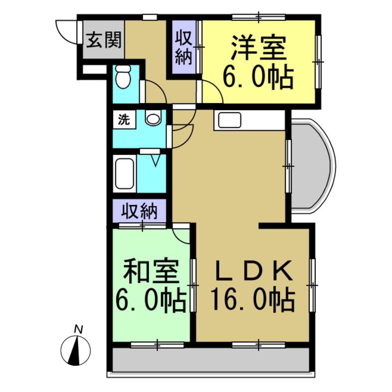 セントラル宮本(2LDK/2階)の間取り写真