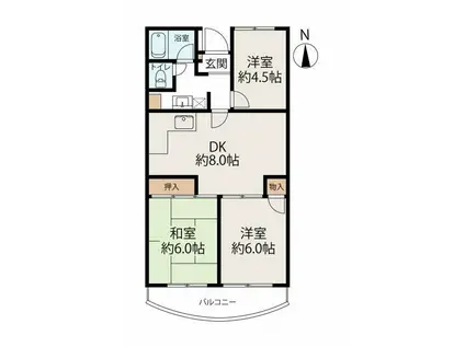 グリーンコーポ金田I(3DK/1階)の間取り写真