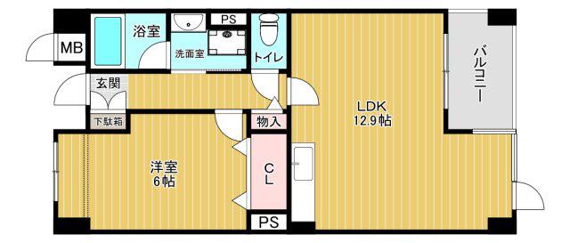 ヴィラージュウィン(1LDK/4階)の間取り写真