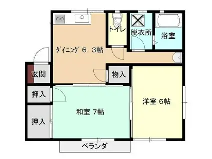 ローズ北出島(2DK/1階)の間取り写真