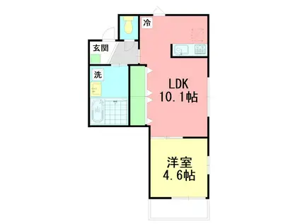 プリマヴェーラ湘南(1LDK/1階)の間取り写真