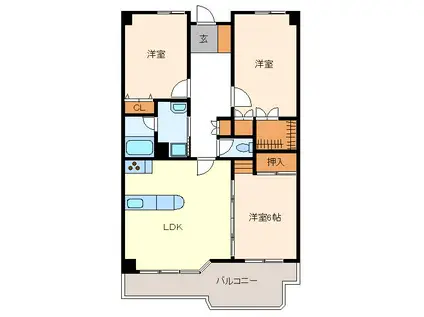 緑町壱番館(3LDK/7階)の間取り写真