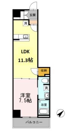 HILL FLAT OSAKI ヒルフラット大崎(1LDK/4階)の間取り写真