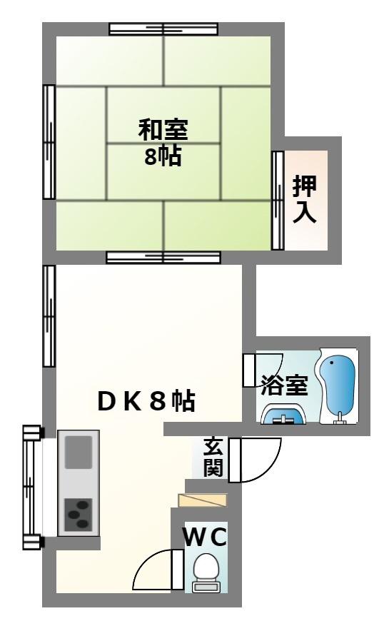 井川ハイツ(1DK/2階)の間取り写真