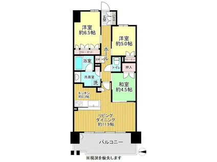 常盤町レジデンス(3LDK/4階)の間取り写真