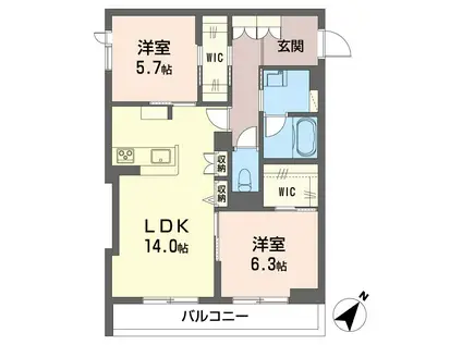 アピオン(2LDK/2階)の間取り写真