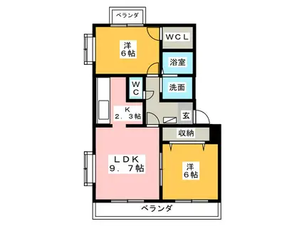 ブルーデイジー(2LDK/3階)の間取り写真