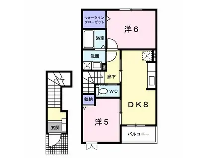 ヴィラ コーギII(2DK/2階)の間取り写真