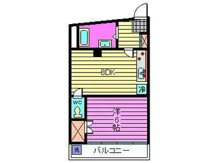 加来ビル(1DK/3階)の間取り写真