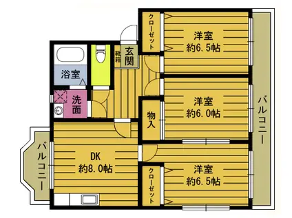 レジデンス片島II(3DK/2階)の間取り写真