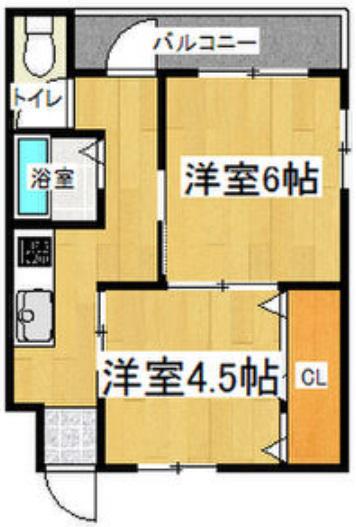 マンション楠木(2K/3階)の間取り写真