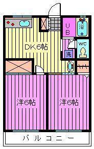 シティハイムアルファ(2DK/1階)の間取り写真