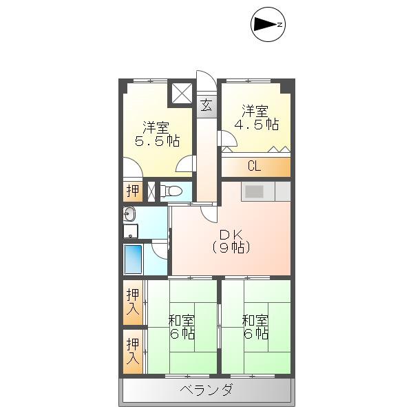 大椿ビルV(4DK/3階)の間取り写真