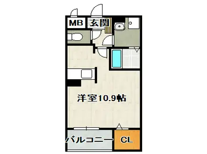サンライズガーデン宝塚(ワンルーム/1階)の間取り写真