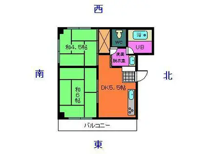 森田コーポ(2DK/1階)の間取り写真