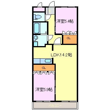 ひかりハウス(2LDK/2階)の間取り写真
