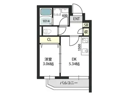 GRAND STEADY天王寺町(1DK/3階)の間取り写真