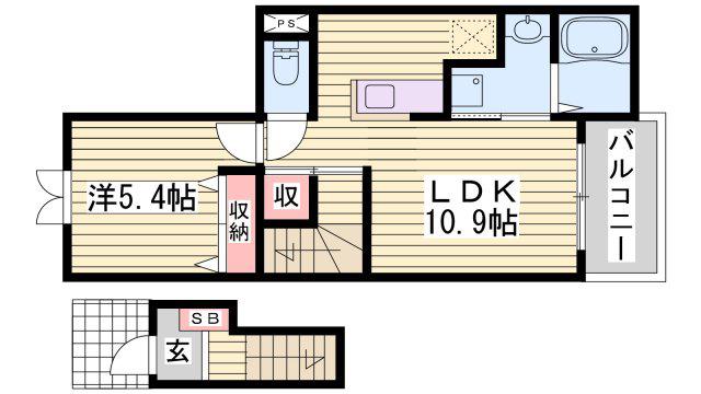 アサノ・モノカーメラ(1LDK/2階)の間取り写真