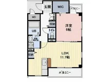 ディアコート(1LDK/2階)の間取り写真