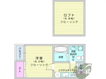 グレイス西中田(1K/1階)の間取り写真