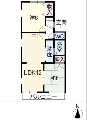 セジュール東須ヶ口(2LDK/1階)の間取り写真