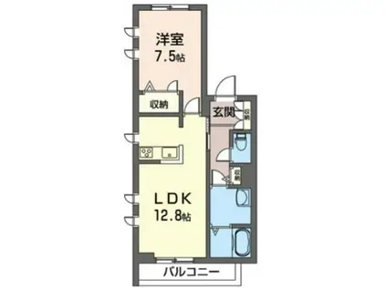 ウエスト HILLS 大崎(1LDK/3階)の間取り写真