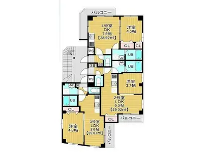 LILAC(1LDK/4階)の間取り写真