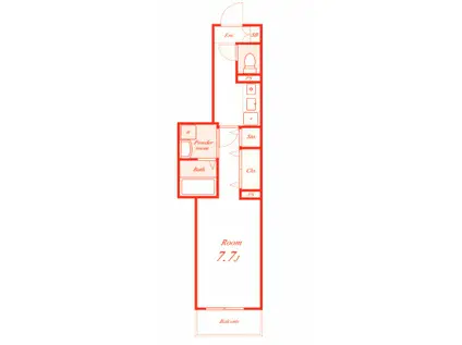 T.HステラB(1K/4階)の間取り写真