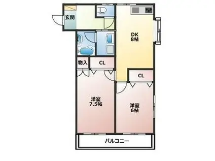 ソワサントUTR.I(2DK/3階)の間取り写真