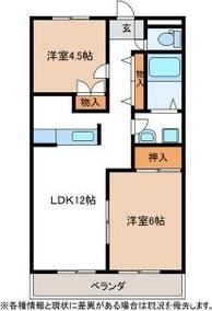 グレースヴィラニシカワ(2LDK/2階)の間取り写真
