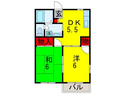 エアリーハイム(2DK/2階)の間取り写真