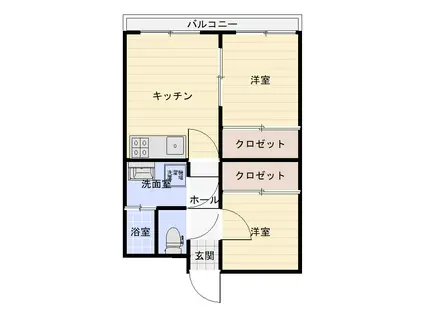 シャトレー石垣東(2LDK/2階)の間取り写真